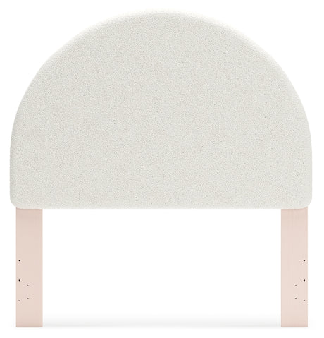 Wistenpine Blush Full Upholstered Panel Headboard with Mirrored Dresser from Ashley Furniture - Luna Furniture