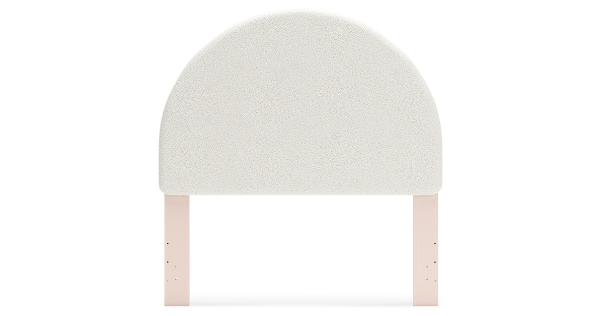 Wistenpine Full Upholstered Panel Headboard with Mirrored Dresser in Blush from Ashley - Luna Furniture