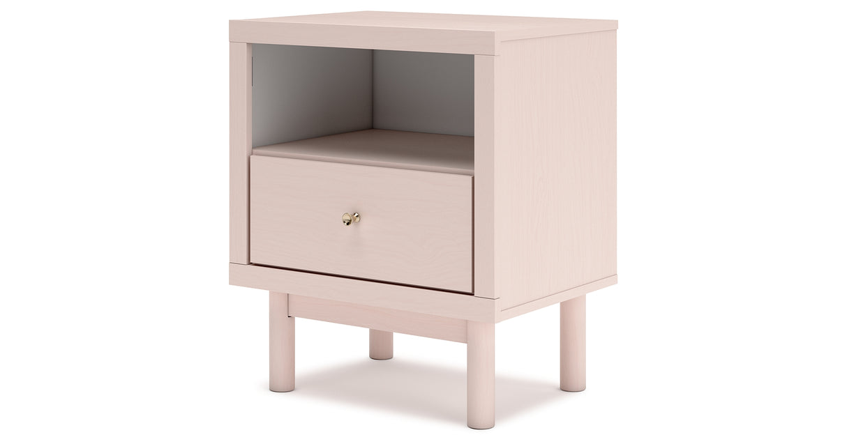 Wistenpine Twin Upholstered Panel Headboard with Nightstand in Blush from Ashley Furniture - Luna Furniture