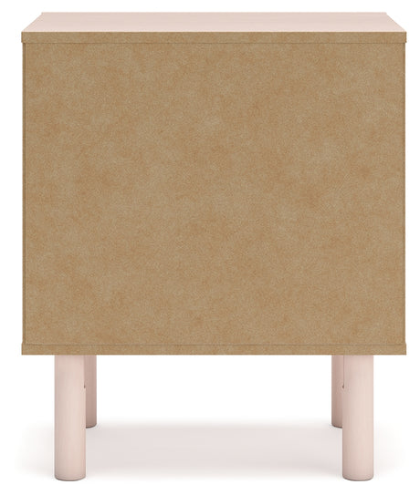 Wistenpine Full Upholstered Panel Headboard with 2 Nightstands in Blush from Ashley Furniture - Luna Furniture