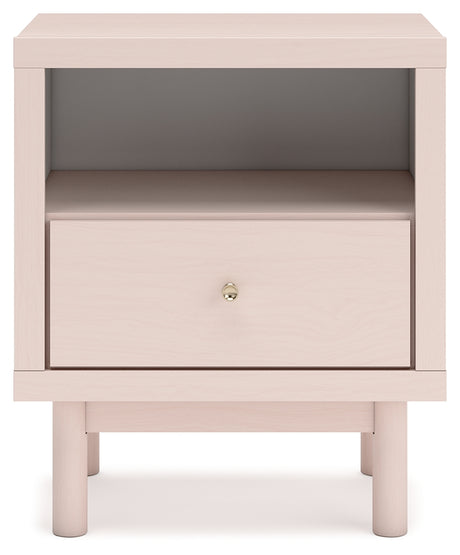 Wistenpine Full Upholstered Panel Headboard with 2 Nightstands in Blush from Ashley Furniture - Luna Furniture