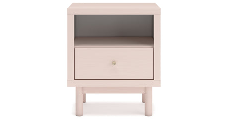 Wistenpine Full Upholstered Panel Headboard with Mirrored Dresser and 2 Nightstands in Blush from Ashley Furniture - Luna Furniture