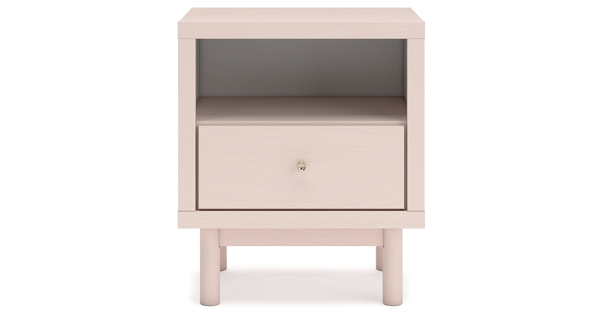 Wistenpine Twin Upholstered Panel Headboard with Nightstand in Blush from Ashley Furniture - Luna Furniture