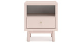 Wistenpine Twin Upholstered Panel Headboard with Nightstand in Blush from Ashley Furniture - Luna Furniture