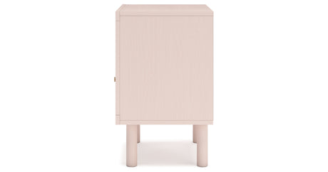 Wistenpine Full Upholstered Panel Headboard with Mirrored Dresser and 2 Nightstands in Blush from Ashley Furniture - Luna Furniture