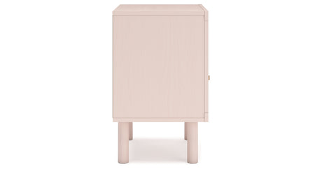 Wistenpine Full Upholstered Panel Headboard with Mirrored Dresser and 2 Nightstands in Blush from Ashley Furniture - Luna Furniture