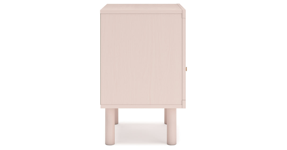 Wistenpine Twin Upholstered Panel Headboard with Nightstand in Blush from Ashley Furniture - Luna Furniture