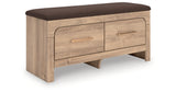 Kinlanni Tan/Brown Bedroom Storage Bench from Ashley Furniture - Luna Furniture