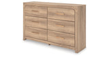 Kinlanni Queen Upholstered Panel Bed with Dresser and Nightstand in Tan from Ashley Furniture - Luna Furniture