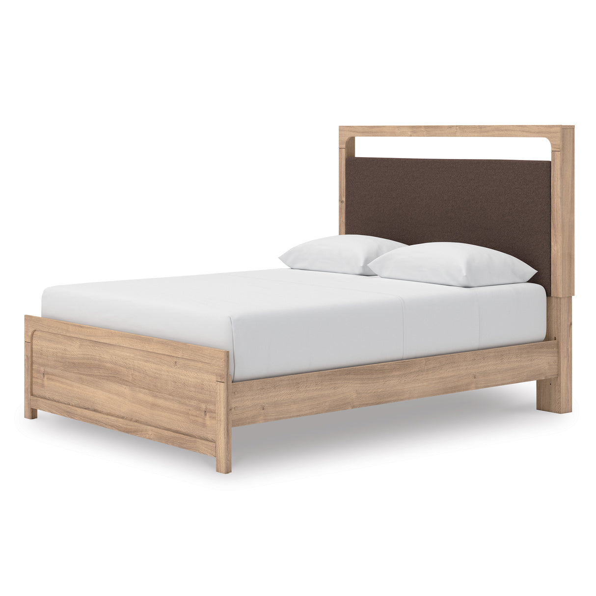 Kinlanni Tan Queen Upholstered Platform Bed from Ashley - Luna Furniture