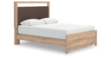 Kinlanni Tan Queen Upholstered Platform Bed from Ashley - Luna Furniture