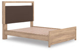 Kinlanni Tan Queen Upholstered Platform Bed from Ashley - Luna Furniture