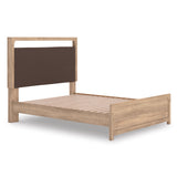 Kinlanni Tan Queen Upholstered Platform Bed from Ashley - Luna Furniture