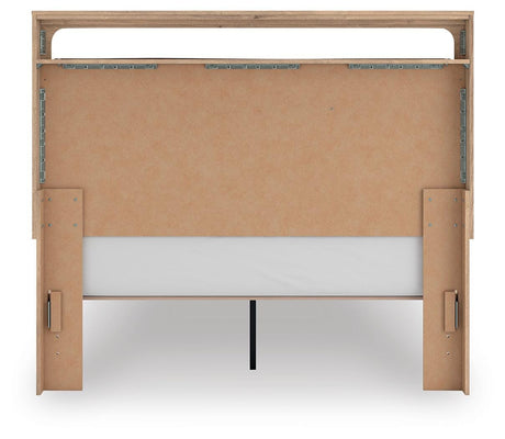Kinlanni Tan Queen Upholstered Platform Bed from Ashley - Luna Furniture