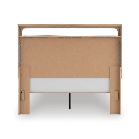 Kinlanni Tan Queen Upholstered Platform Bed from Ashley - Luna Furniture