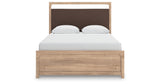Kinlanni Queen Upholstered Platform Bed with Dresser in Tan from Ashley - Luna Furniture