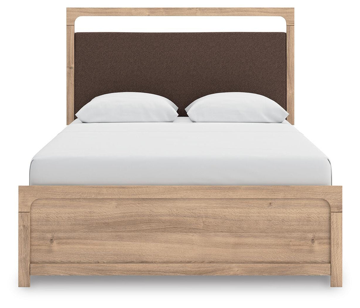 Kinlanni Tan Queen Upholstered Platform Bed from Ashley - Luna Furniture