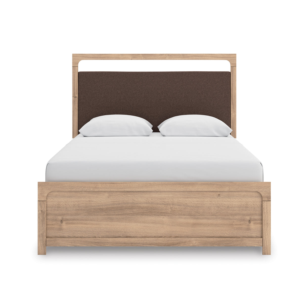 Kinlanni Tan Queen Upholstered Platform Bed from Ashley - Luna Furniture
