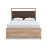Kinlanni Tan Queen Upholstered Platform Bed from Ashley - Luna Furniture