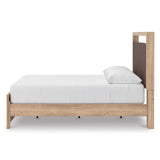 Kinlanni Tan Queen Upholstered Platform Bed from Ashley - Luna Furniture