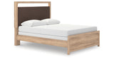 Kinlanni Tan Queen Upholstered Panel Bed from Ashley Furniture - Luna Furniture