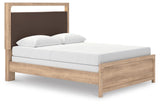 Kinlanni Tan Queen Upholstered Panel Bed from Ashley Furniture - Luna Furniture