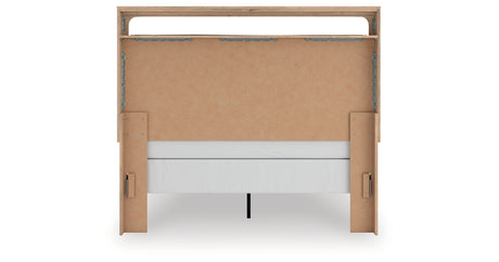 Kinlanni Tan Queen Upholstered Panel Bed from Ashley Furniture - Luna Furniture