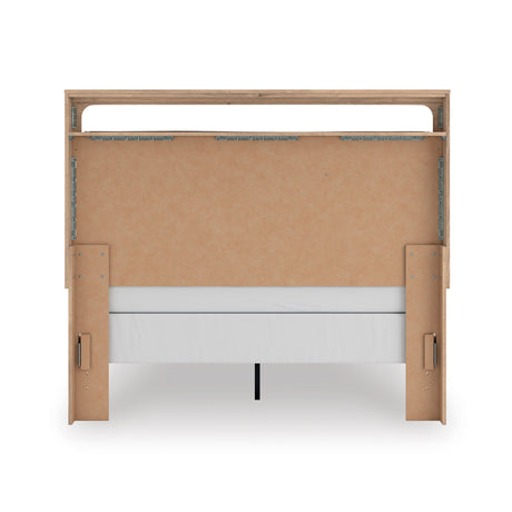 Kinlanni Tan Queen Upholstered Panel Bed from Ashley - Luna Furniture