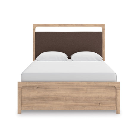 Kinlanni Tan Queen Upholstered Panel Bed from Ashley - Luna Furniture