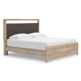 Kinlanni Tan King Upholstered Platform Bed from Ashley - Luna Furniture