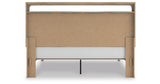 Kinlanni King Upholstered Platform Bed with Mirrored Dresser in Tan from Ashley - Luna Furniture