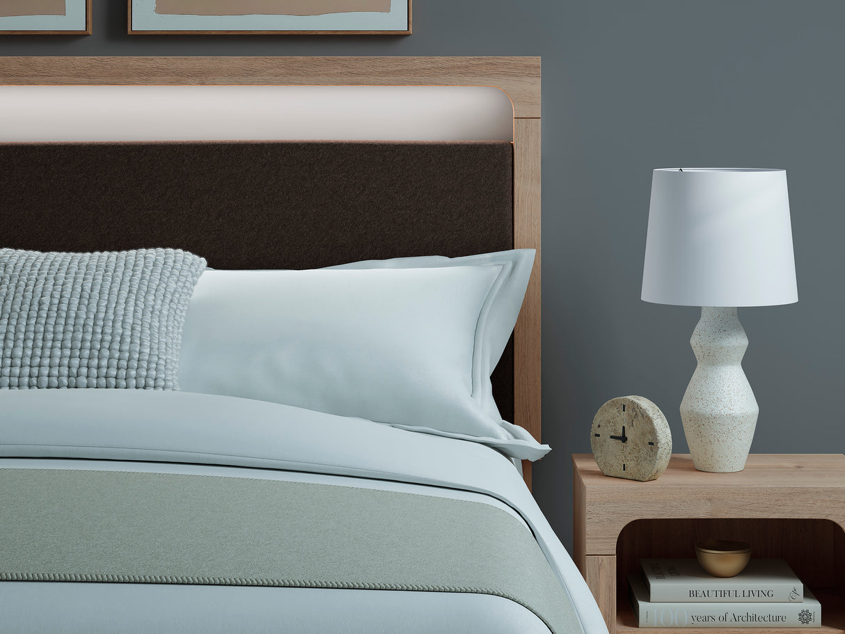 Kinlanni Tan King Upholstered Platform Bed from Ashley - Luna Furniture