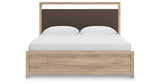 Kinlanni King Upholstered Platform Bed with Mirrored Dresser in Tan from Ashley - Luna Furniture
