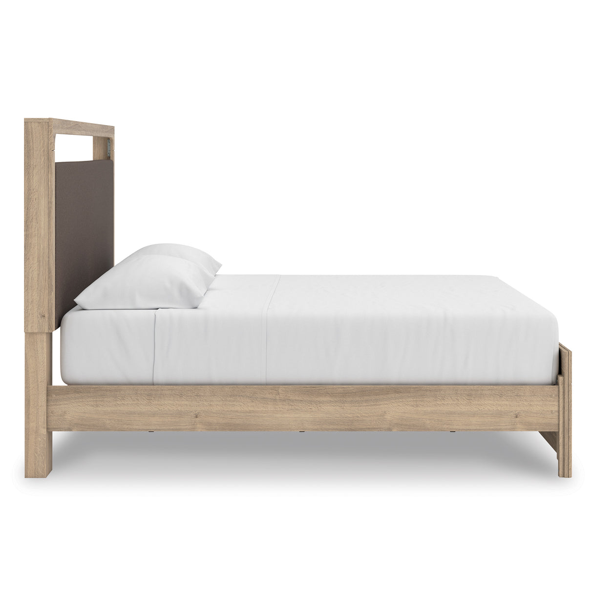 Kinlanni Tan King Upholstered Platform Bed from Ashley - Luna Furniture