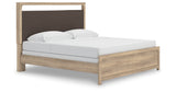 Kinlanni Tan King Upholstered Panel Bed from Ashley Furniture - Luna Furniture
