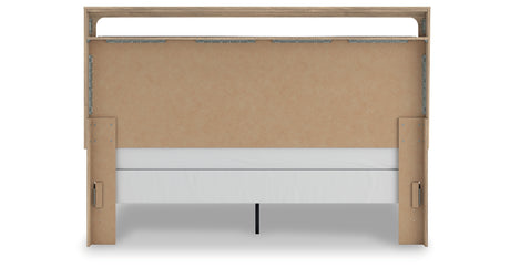 Kinlanni Tan King Upholstered Panel Bed from Ashley Furniture - Luna Furniture