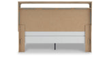 Kinlanni King Upholstered Panel Bed with Mirrored Dresser and Nightstand in Tan from Ashley Furniture - Luna Furniture