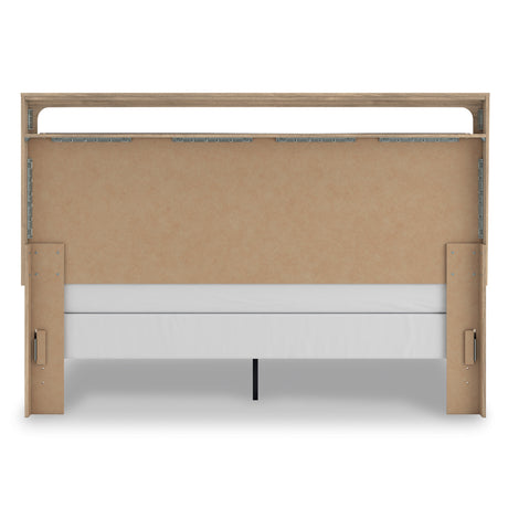 Kinlanni Tan King Upholstered Panel Bed from Ashley - Luna Furniture