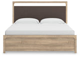 Kinlanni Tan King Upholstered Panel Bed from Ashley Furniture - Luna Furniture