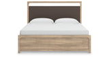 Kinlanni King Upholstered Panel Bed with Dresser in Tan from Ashley - Luna Furniture