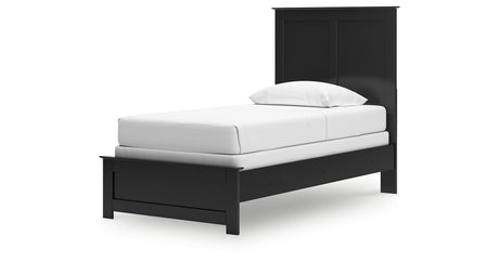 Maribel Twin Panel Bed with Mirrored Dresser and Chest in Black from Ashley Furniture - Luna Furniture