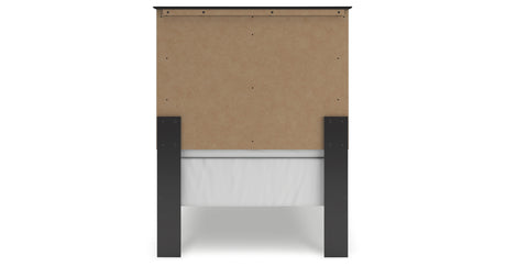 Maribel Twin Panel Bed with Mirrored Dresser, Chest and Nightstand in Black from Ashley Furniture - Luna Furniture