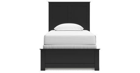 Maribel Twin Panel Bed with Mirrored Dresser and 2 Nightstands in Black from Ashley Furniture - Luna Furniture