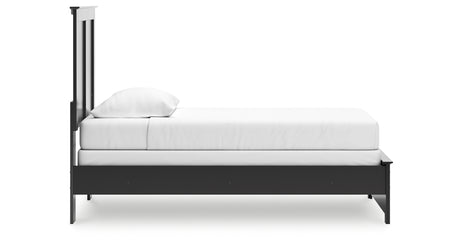 Maribel Twin Panel Bed with Mirrored Dresser, Chest and 2 Nightstands in Black from Ashley Furniture - Luna Furniture