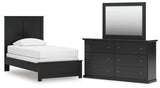 Maribel Black Twin Panel Bed, Dresser and Mirror from Ashley Furniture - Luna Furniture