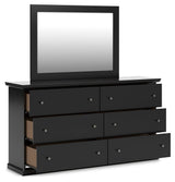 Maribel Full Panel Bed with Mirrored Dresser and Nightstand in Black from Ashley - Luna Furniture