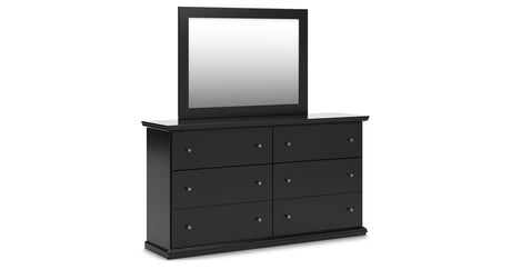 Maribel Full Panel Bed with Mirrored Dresser, Chest and 2 Nightstands in Black from Ashley Furniture - Luna Furniture