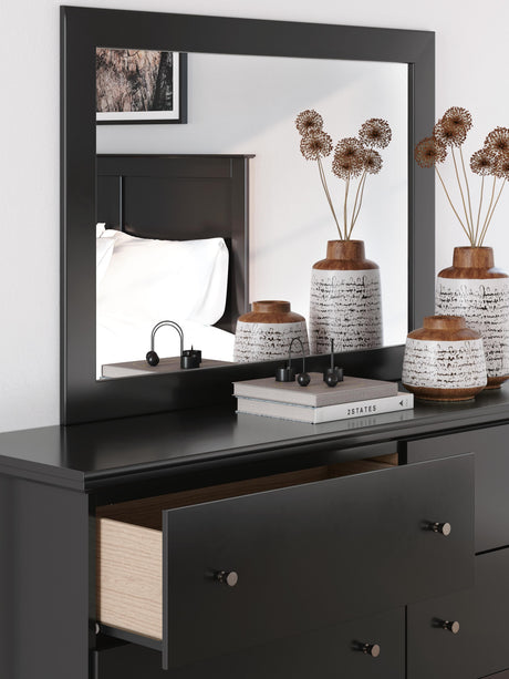 Maribel Full Panel Bed with Mirrored Dresser and Nightstand in Black from Ashley - Luna Furniture