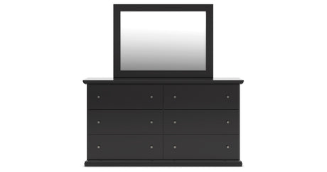 Maribel King Panel Bed with Mirrored Dresser, Chest and Nightstand in Black from Ashley Furniture - Luna Furniture