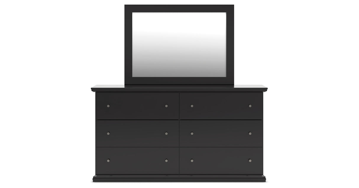 Maribel King Panel Bed with Mirrored Dresser and 2 Nightstands in Black from Ashley Furniture - Luna Furniture